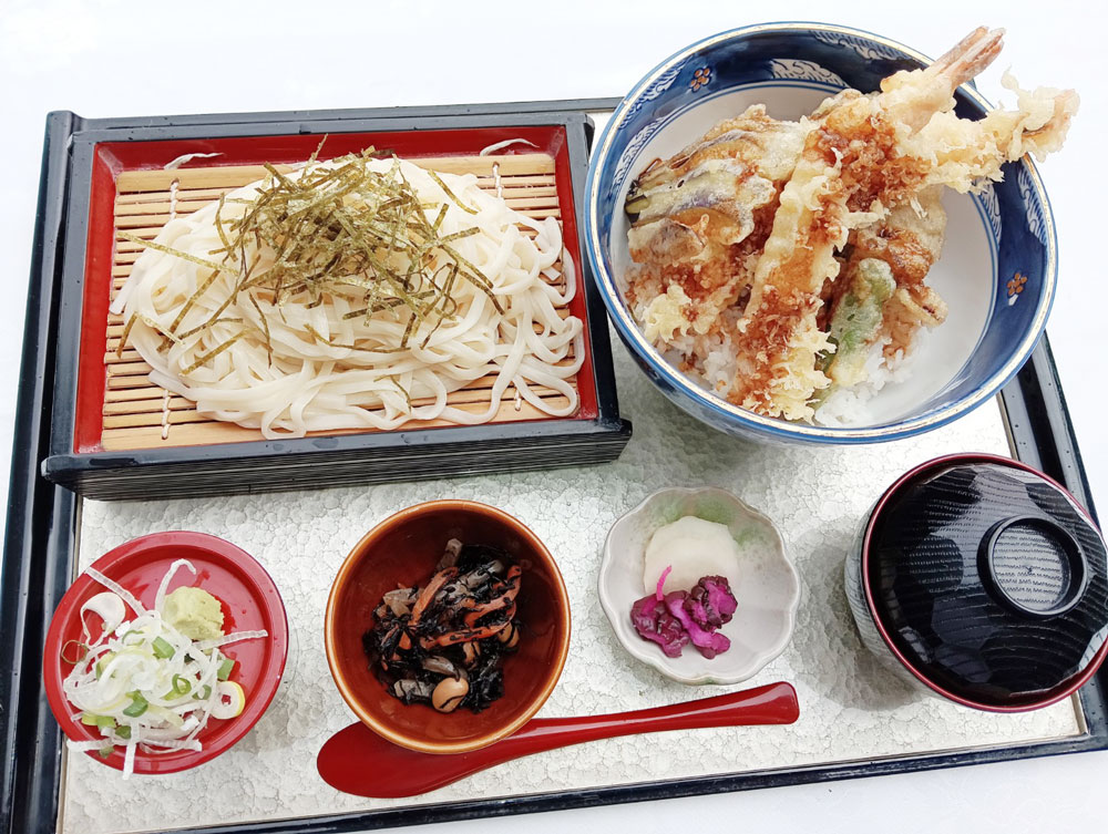 天丼セット - ざるそば 又は 稲庭うどん（冷）